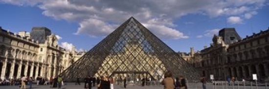 Pyramid in front of a building  Louvre Pyramid  Musee Du Louvre  Place du Carrousel  Paris  Ile-de-France  France Poster Print by  - 36 x 12 -  Panoramic Images, PPI113492L