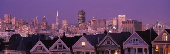Skyscrapers lit up at night in a city San Francisco California USA Poster Print by  - 36 x 12 -  RLM Distribution, HO2841820