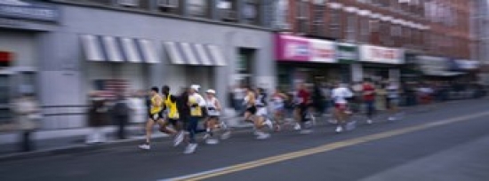 People running in New York City Marathon  Manhattan Avenue  Greenpoint  Brooklyn  New York City  New York State  USA Poster Print by  - 36 x 12 -  Panoramic Images, PPI121170L