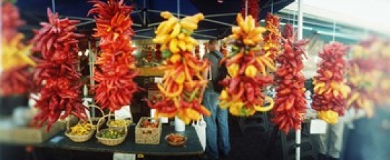 Strands of chili peppers hanging in a market stall  Pike Place Market  Seattle  King County  Washington State  USA Poster Print by  - 36 x 12 -  Panoramic Images, PPI122919L