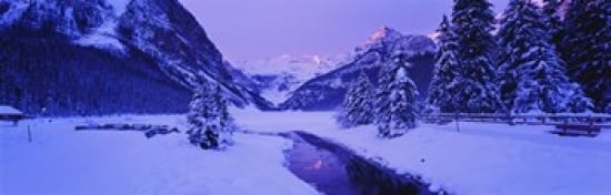 Lake in winter with mountains in the background  Lake Louise  Banff National Park  Alberta  Canada Poster Print by  - 36 x 12 -  RLM Distribution, HO213104