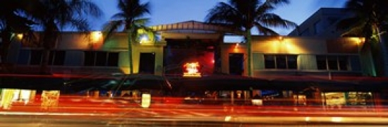 Traffic in front of a building at dusk  Art Deco District  South Beach  Miami Beach  Miami-Dade County  Florida  USA Poster Print by  - 36 x 12 -  RLM Distribution, HO212694