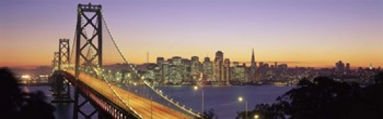 PPI1457L Bay Bridge At Night  San Francisco  California  USA Poster Print by  - 36 x 12 -  Panoramic Images