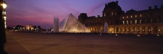 Pyramid lit up at night  Louvre Pyramid  Musee Du Louvre  Paris  Ile-de-France  France Poster Print by  - 36 x 12 -  RLM Distribution, HO212800