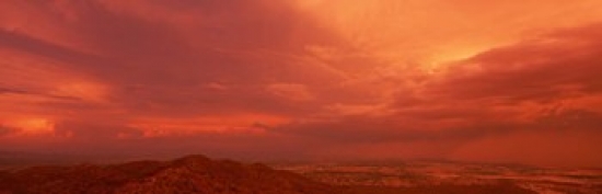 PPI33720L Storm clouds over mountains at sunset  South Mountain Park  Phoenix  Arizona  USA Poster Print by  - 36 x 12 -  Panoramic Images