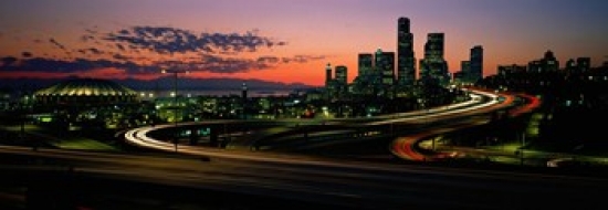 PPI46123L Sunset Puget Sound & Seattle skyline WA USA Poster Print by  - 36 x 12 -  Panoramic Images