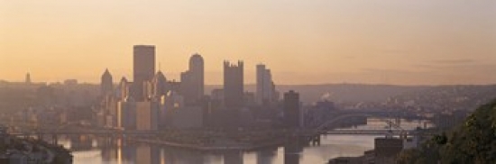 PPI48781L USA  Pennsylvania  Pittsburgh  Allegheny & Monongahela Rivers  View of the confluence of rivers at twilight Poster Print by  - 36 x 12 -  Panoramic Images