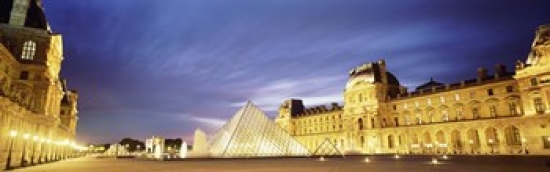 Light Illuminated In The Museum  Louvre Pyramid  Paris  France Poster Print by  - 36 x 12 -  RLM Distribution, HO211144