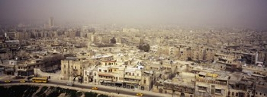 Aerial view of a city in a sandstorm  Aleppo  Syria Poster Print by  - 36 x 12 -  RLM Distribution, HO220031