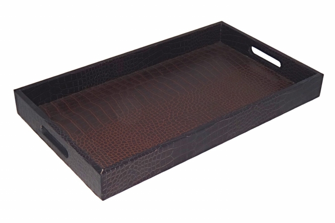Cheung's FP-3830S Brown Faux Snakeskin Vinyl Tray
