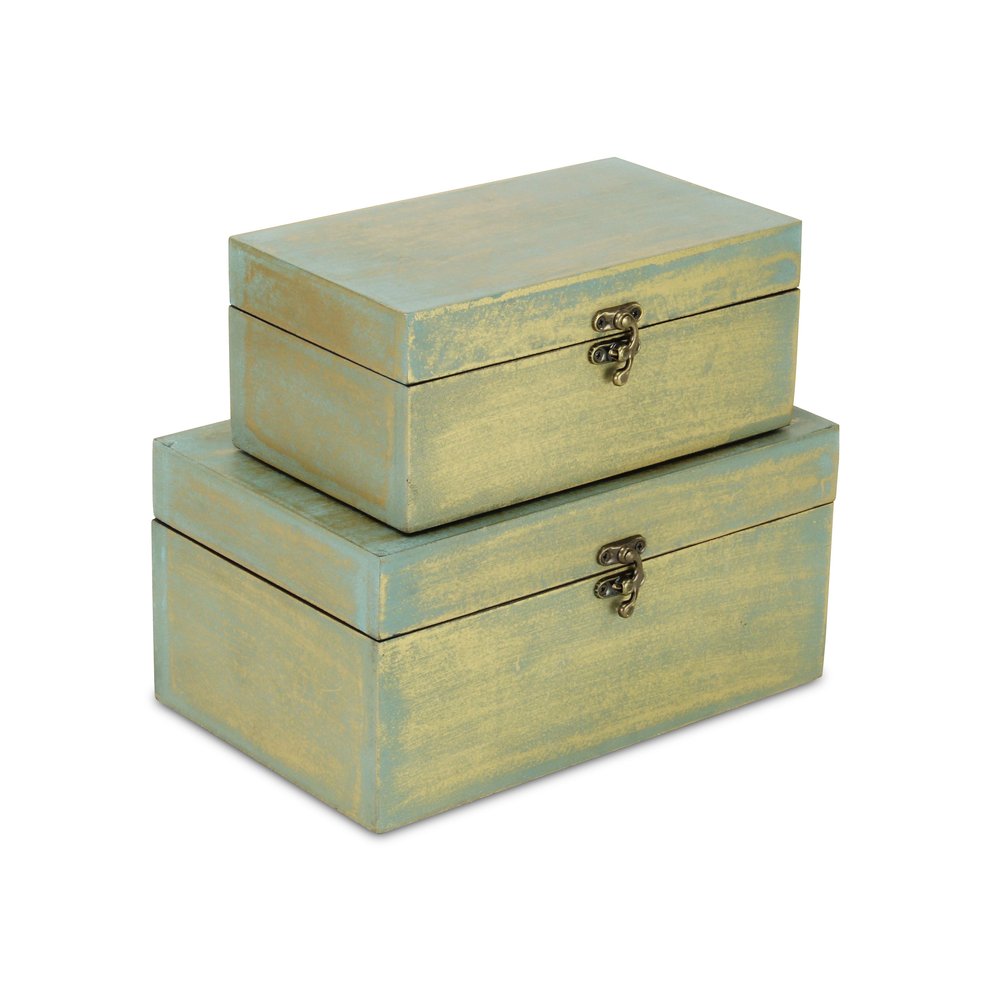 Picture of Cheung&apos;s FP-3846-2BG Set of 2 distressed Brushed Gold Treasure Box