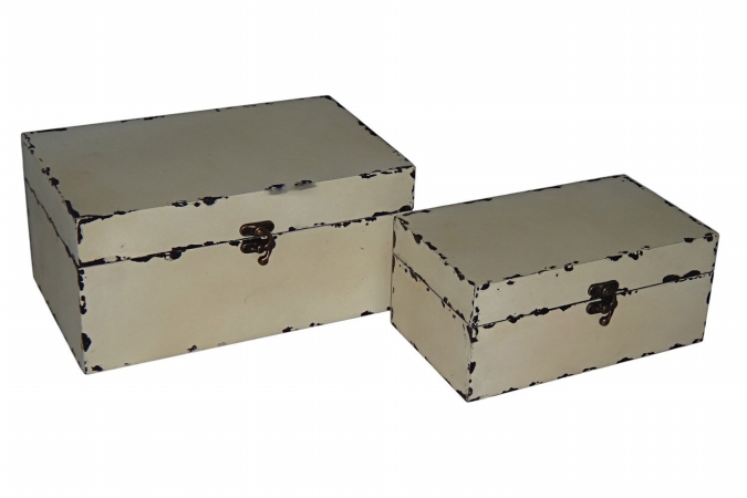 Picture of Cheung&apos;s FP-3846-2W Set of 2 Distressed White Treasure Box