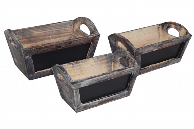 Picture of Cheung&apos;s FP-3684-3 Set of 3 Rectangular Garden Ledge Planter with Handle and Chalkboard