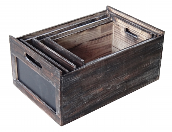 Picture of Cheung&apos;s FP-3766-4 Set of 4 Wood Crate with Chalkboard