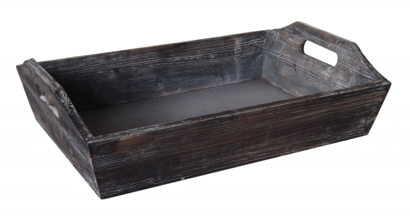 Picture of Cheung&apos;s FP-3772B Deep Wooden Shabby Brown Tray with Side handles
