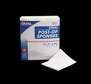 5444 Sterile- Post Op Sponge- 4 in. x 4 in. - Gauze Facing
