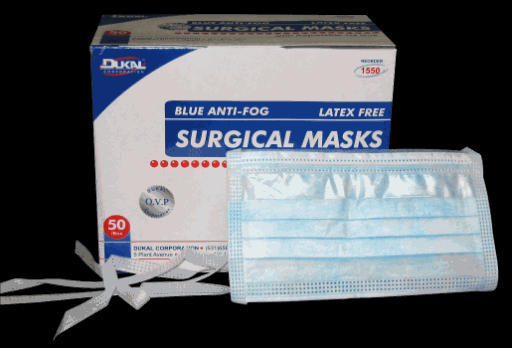 Picture of DUKAL Corporation 1550 Anti-Fog Procedure Mask with Tie- Blue