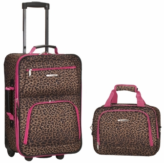 Picture of Rockland F102-PINKLEOPARD 2 PC LUGGAGE SET - PINK LEOPARD