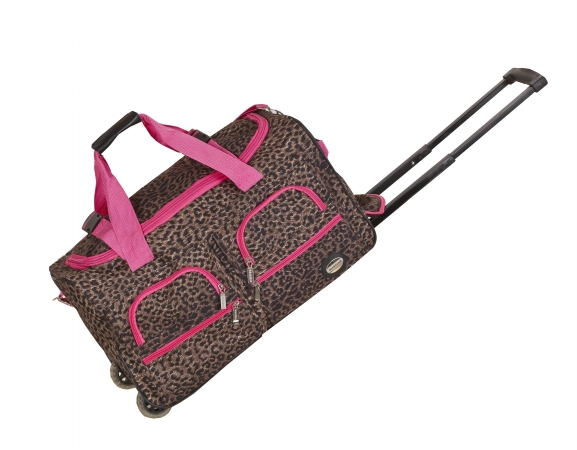 22 in. ROLLING DUFFLE BAG - PINKLEOPARD