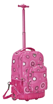 19 in. ROLLING BACKPACK - PINKZEBRA