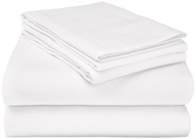 FLAFLSH SLWH Cotton Flannel Full Sheet Set Solid- White