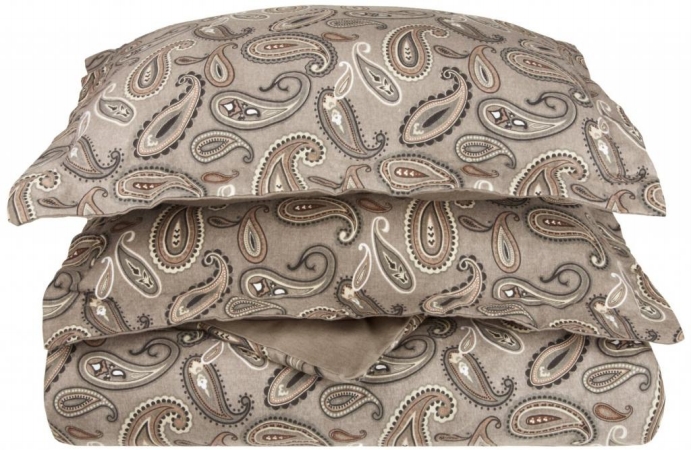 FLAKCDC PAGR Cotton Flannel King-California King Duvet Cover Set Paisley- Grey