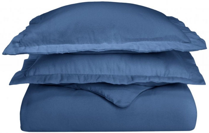 FLAKCDC SLNB Cotton Flannel King-California King Duvet Cover Set Solid- Navy Blue