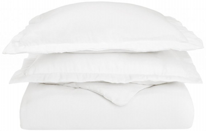 FLAKCDC SLWH Cotton Flannel King-California King Duvet Cover Set Solid- White