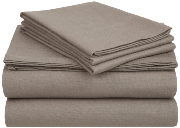 Cotton Flannel California King Sheet Set Solid- Grey