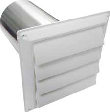 Louvered Hood with Tailpipe - White - 6 in. - Durable Plastic Design