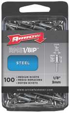 1/8 in. D X 1/4 in. Steel Rivets Silver, 100PK