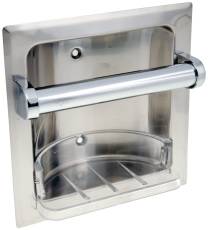 National Brand Alternative 555945 Recessed Soap Dish & Grab Bar-Chrome