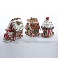 Kurt S. Adler- Inc.  Kurt Adler 4.3'' Claydough 3D LED Gingerbread Train Set of 3 Pieces
