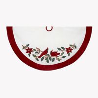 Kurt S. Adler, Inc.  Kurt Adler 48'' Velvet Red and White with Cardinals Applique Treeskirt