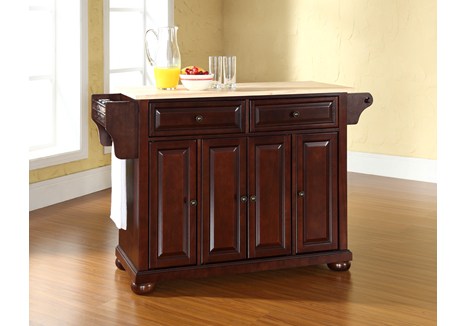 Picture of Modern Marketing Concepts KF30001AMA Alexandria Natural Wood Top Kitchen Island in Vintage Mahogany Finish