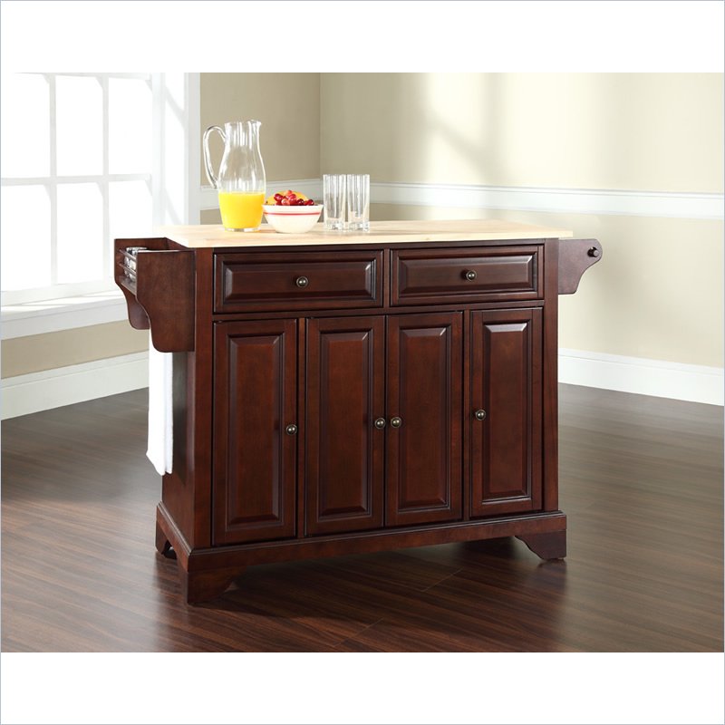 Picture of Modern Marketing Concepts KF30001BMA LaFayette Natural Wood Top Kitchen Island in Vintage Mahogany Finish