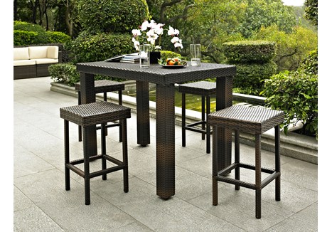Palm Harbor 5 Piece Outdoor Wicker High Dining Set - Table & Four Stools -  SeatSolutions, SE96717