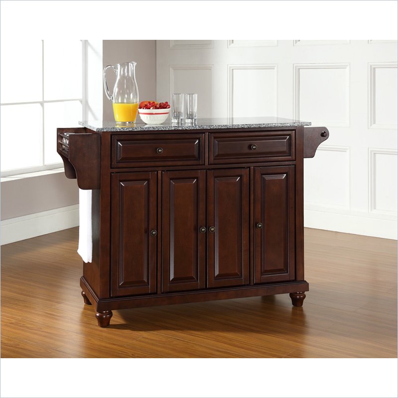 Picture of Modern Marketing Concepts KF30003DMA Cambridge Solid Granite Top Kitchen Island in Vintage Mahogany Finish