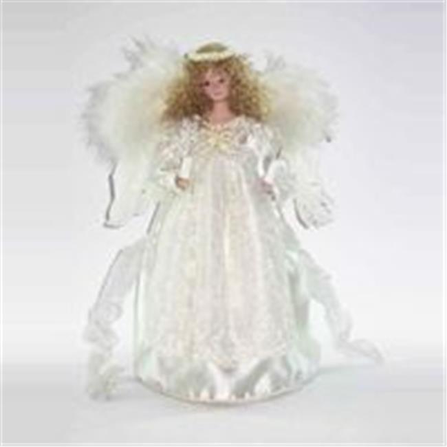 Kurt S. Adler  Inc. Kurt Adler 12'' UL 10-Light Ivory Angel Treetop with Fabr...