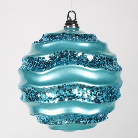 8'' Teal Candy Glitter Wave Ball