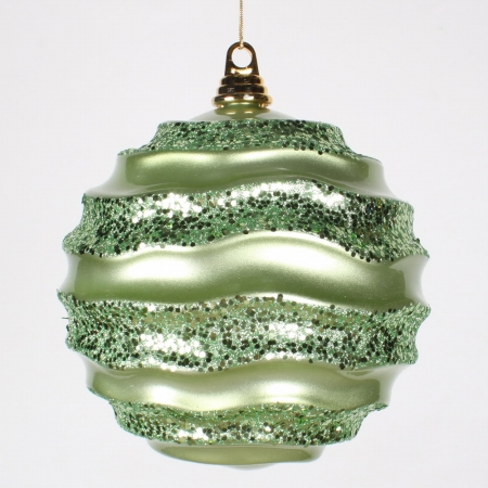 8'' Celadon Green Candy Glit Wave Ball