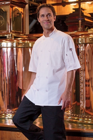 Picture of Vtex 0421-2502 Delray Chef Coat with Mesh Ss 5.25 Wht Sm