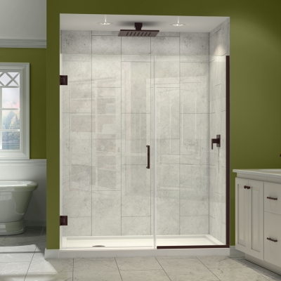 SHDR-242957210-06  Unidoor Plus 29-1/2 to 30 in. W x 72 in. H Hinged Shower Door- Oil Rubbed Bronze Finish Hardware