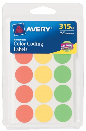 Picture of Avery 06733 .75 in. Round Assorted Neon Color Coding Labels 315 Count Pack Of 6