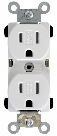15 Amp White Narrow Body Duplex Receptacle