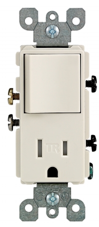 Leviton Mfg R66-T5625-0TS Light Almond Single Pole Switch & Receptacle Combinati