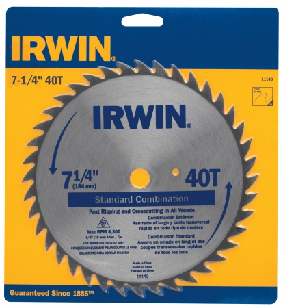 Picture of Irwin Industrial Tool 11140 7-1-4 in. 40T Standard Combination Saw Blade