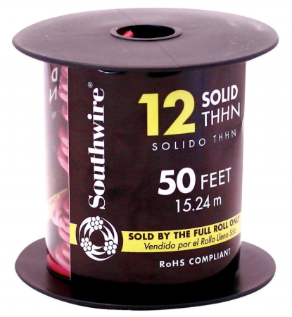 11589937 50 in. 12 Gauge Solid Red Thhn Wire