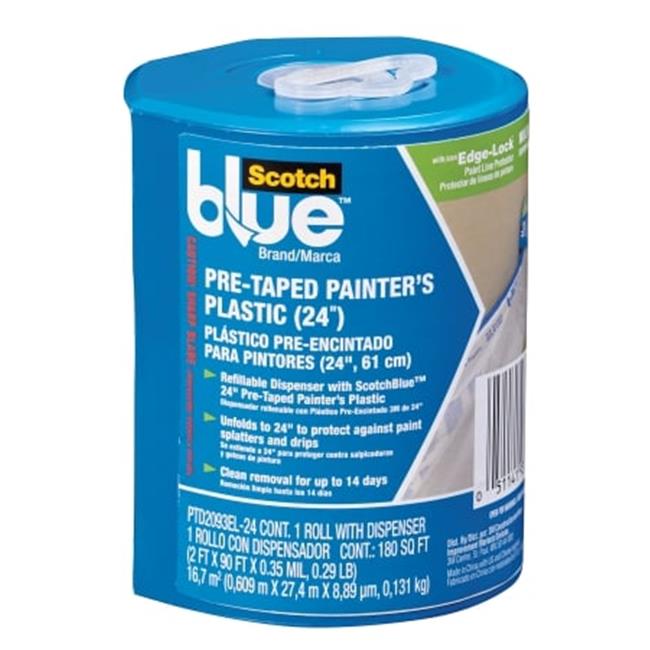 3m PTD2093EL-24 24 in. X 90 in. Pre-Taped Painter in.s Plastic With Dispenser