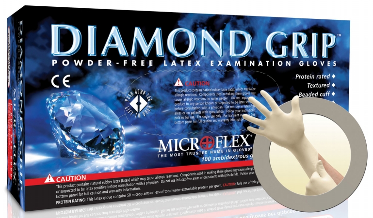 Picture of Microflex Corporation MF-300-XL 100 Count Extra Large Diamond Grip Latex Gloves